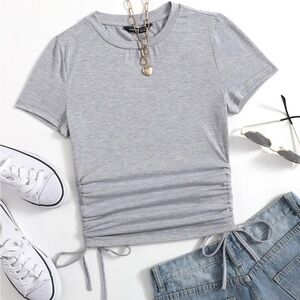 Gray Fitted Short Sleeve Tee
